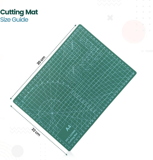 A4 Cutting Mat Craft Mat Flexible Non Slip Craft Cutting Mat with Accurate Guide Grid Lines Design for Cutting Fabric, Paper, and Cards Double Sided self-Healing Cutting mat