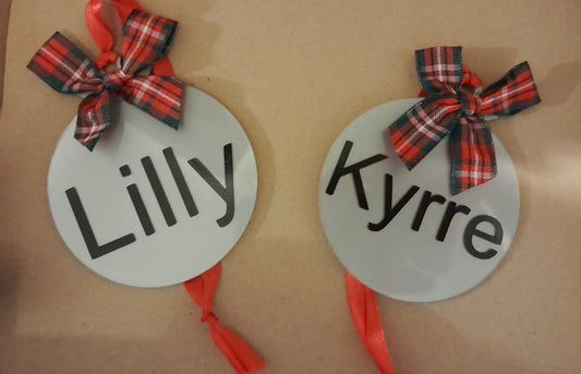 Christmas personalised Acrylic Bauble with Name and Initial
