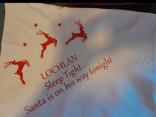 Personalised Christmas Pillow case cover, 75x45 cm, add any name, Xmas cushion