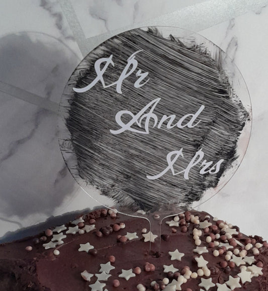 Personalised Acrylic Cake Topper - mr and mrs wedding day