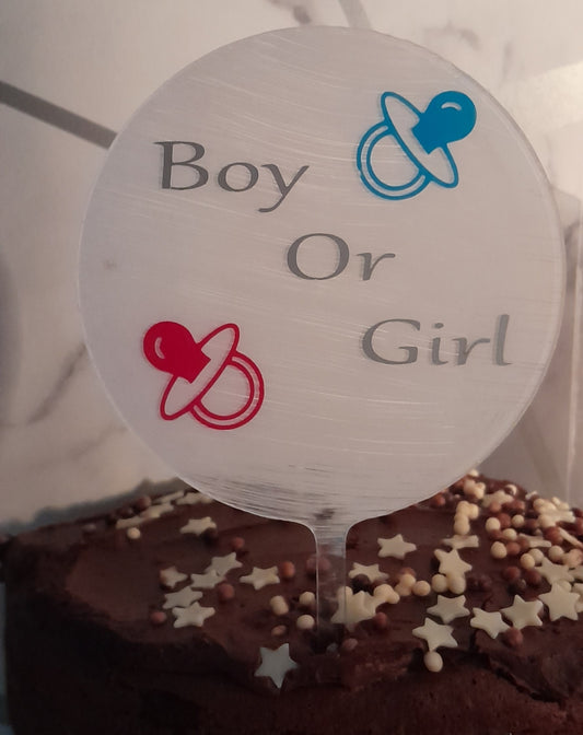 Personalised Acrylic Cake Topper -boy or girl? gender reveal