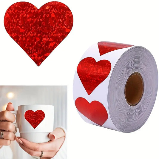 500pcs/roll, Heart-Shaped Labels Sticker, Valentine's Day Sticker, Sealing Sticker, Party Gift Decoration Self Adhesive Label, Envelopes Seal, Card-Making Sticker