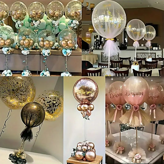 10pcs, Desktop Balloon Holder Set, Party Decoration Balloon Holder, Plum Base Balloon Pole, Table Floating Wedding Party Venue Atmosphere Arrangement For Halloween, Thanksgiving And Christmas Gifts