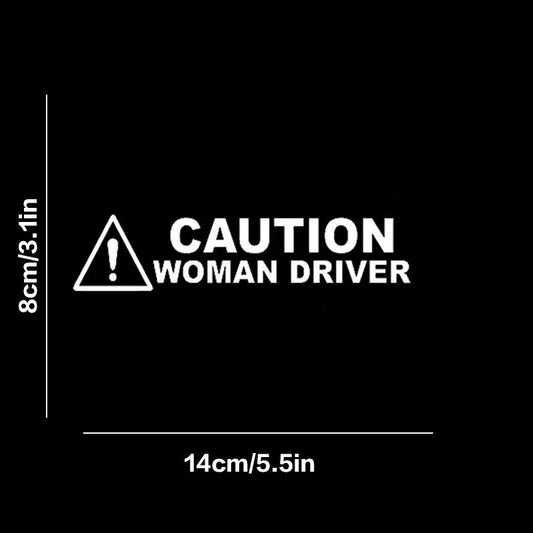 CAUTION WOMAN DRIVER DECAL STICKER FUNNY PRANK GAG JOKE BAD DRIVER CAR TRUCK