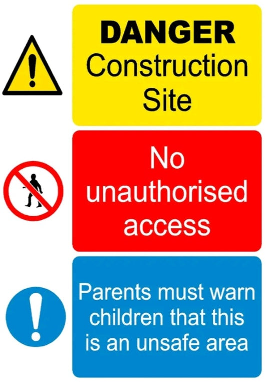 Warning Danger construction site sign