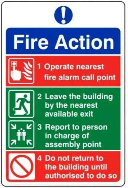 Emergency Escape fire action sign