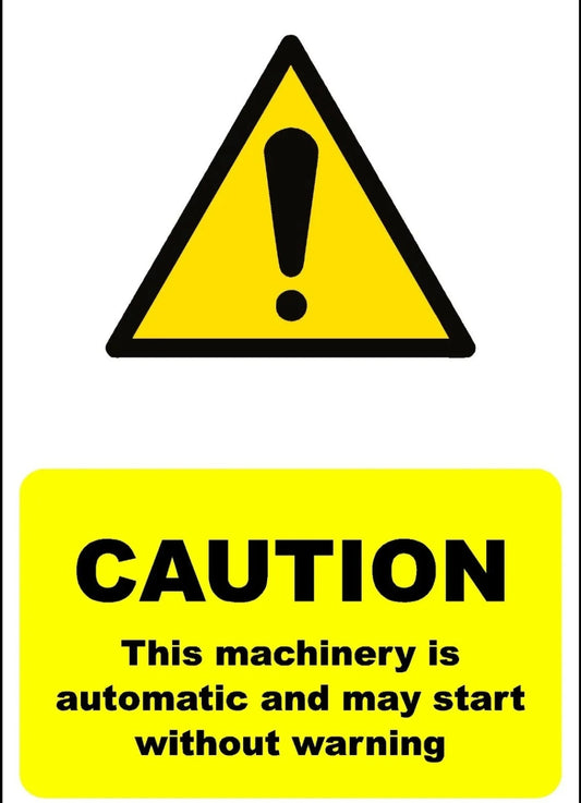 Warning machinery caution sign