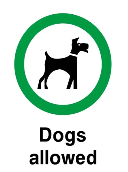 dogs allowed self adhesive vinyl sign