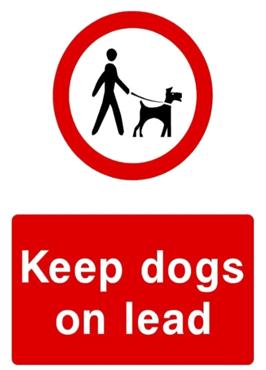 Prohibition keep dogs on lead self adhesive vinyl sign