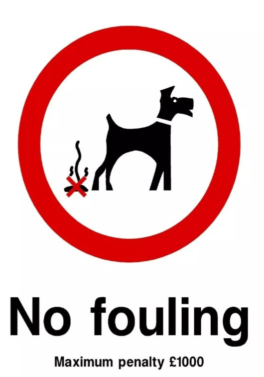 Prohibition dog fouling self adhesive vinyl sign