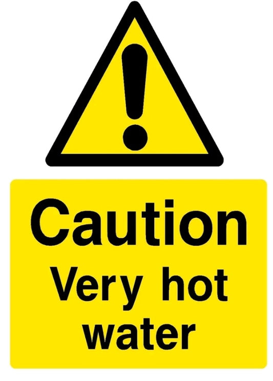 Warning caution very hot water self adhesive vinyl sign