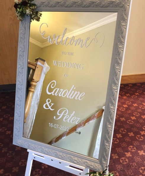 personalised wedding mirror decals